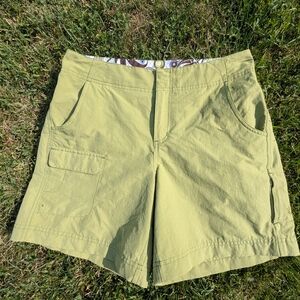 Isis Green Cargo Shorts Lightweight Cotton Blend